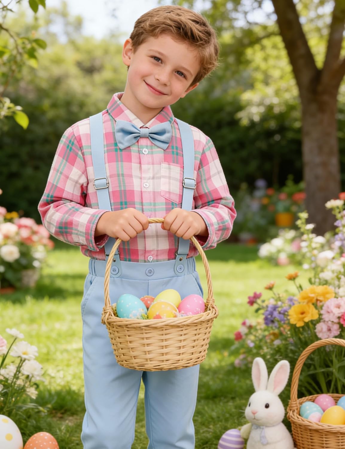 A&J DESIGN Toddler Boy Suit Formal Outfit Baby Dress Clothes Kids Set 12 Months-6 Years, Shirt & Pants & Bow Tie & Suspender