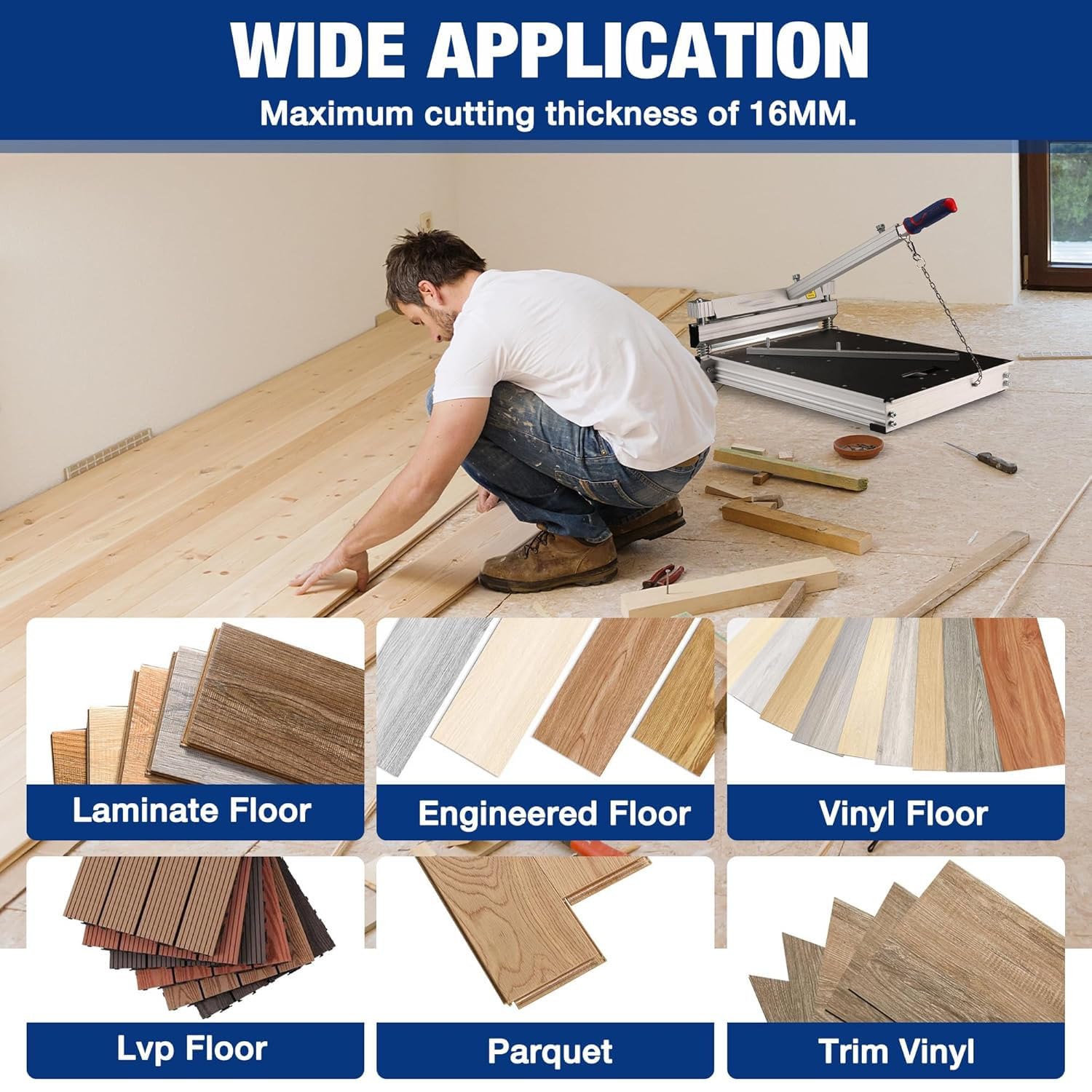 Máquina de corte de suelo laminado, 330 mm de ancho de corte para suelos multicapa, parquet, base de goma, ideal para proyectos de bricolaje y uso profesional