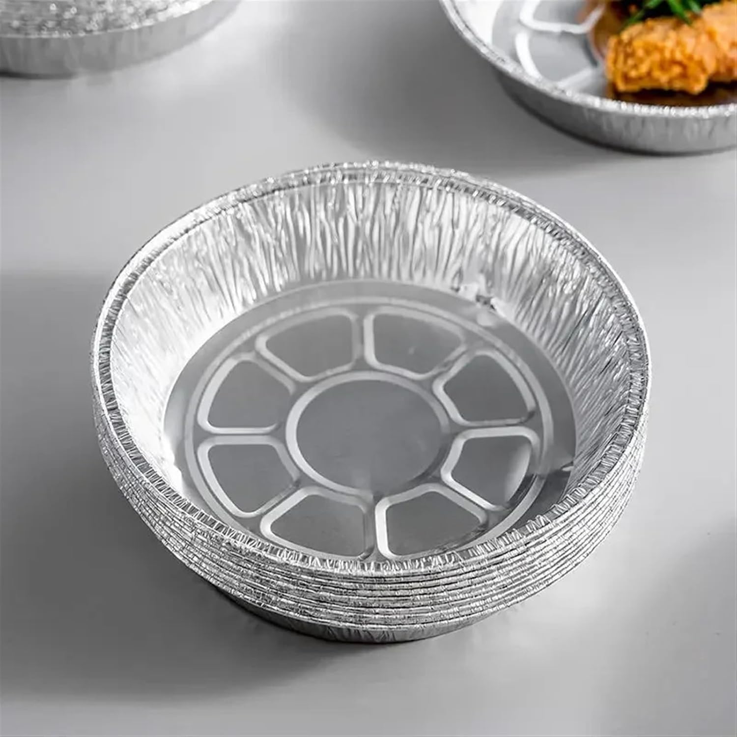Aluminium Foil Baking Trays 50pcs Aluminum Foil Plates Round Tin Foil Pie Pans for Air Fryers Baking Cooking Storage Aluminum Pans for Cooking Baking(8inch)