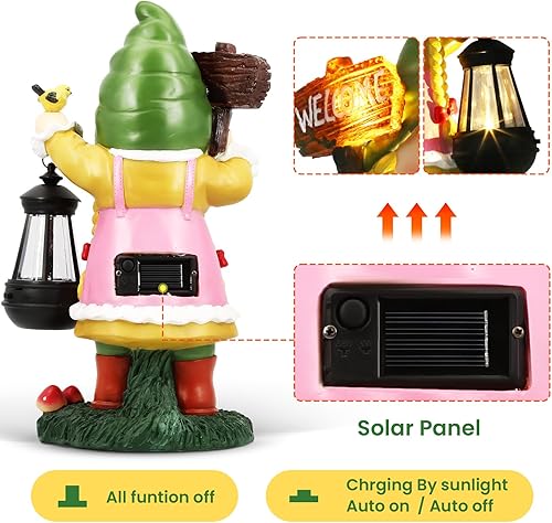Miniatura 7 de Gnomo solar de jardín para decoración al aire libre  Estatuas solares de gnomos de jardín al aire libre  Gnomos solares Gilrs Gnomos para exteriores