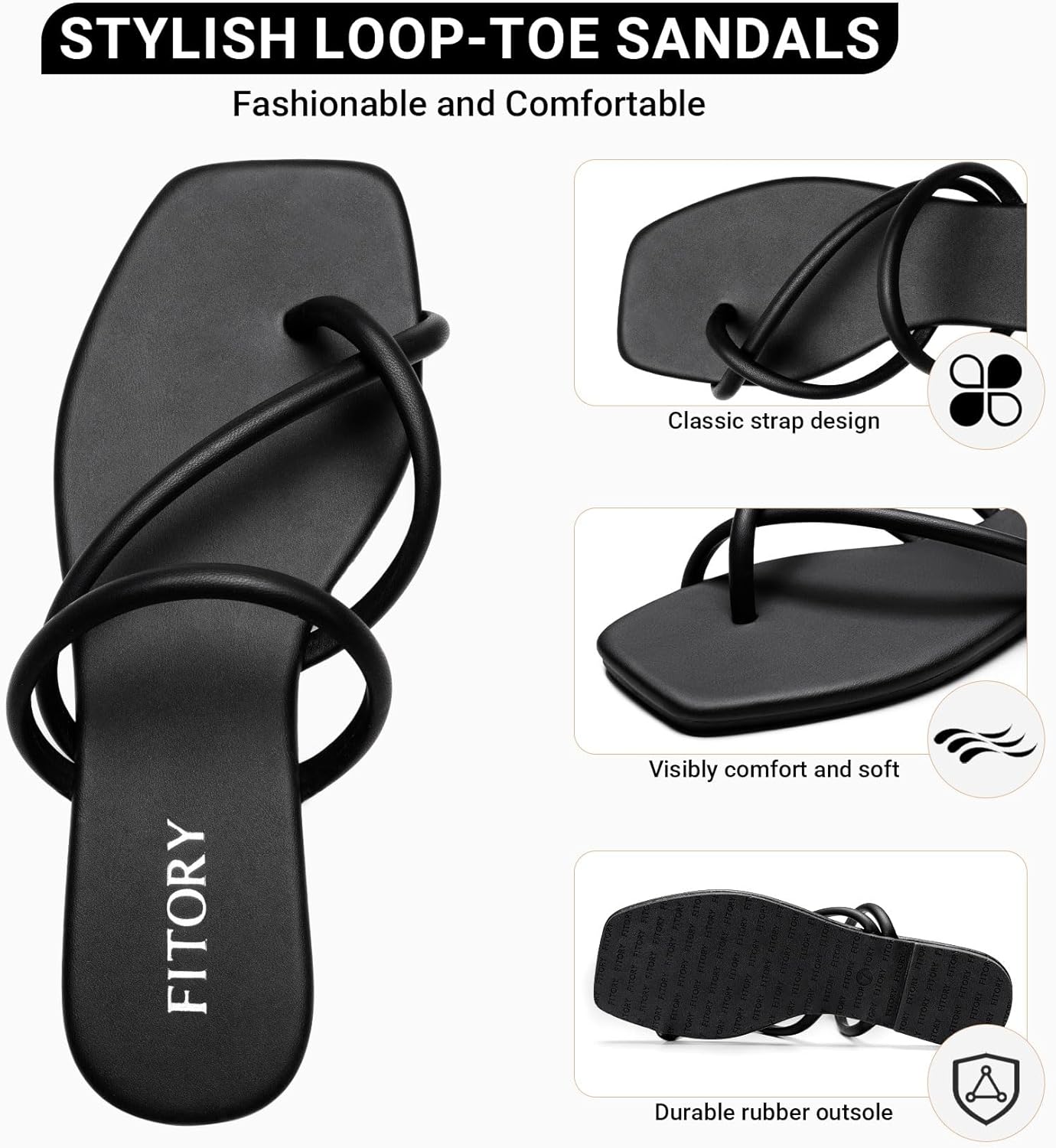 FITORY Women's Slide Sandals Flat Flip Flops with Cross Strap Thongs for Summer Size 6-11 - Image 4