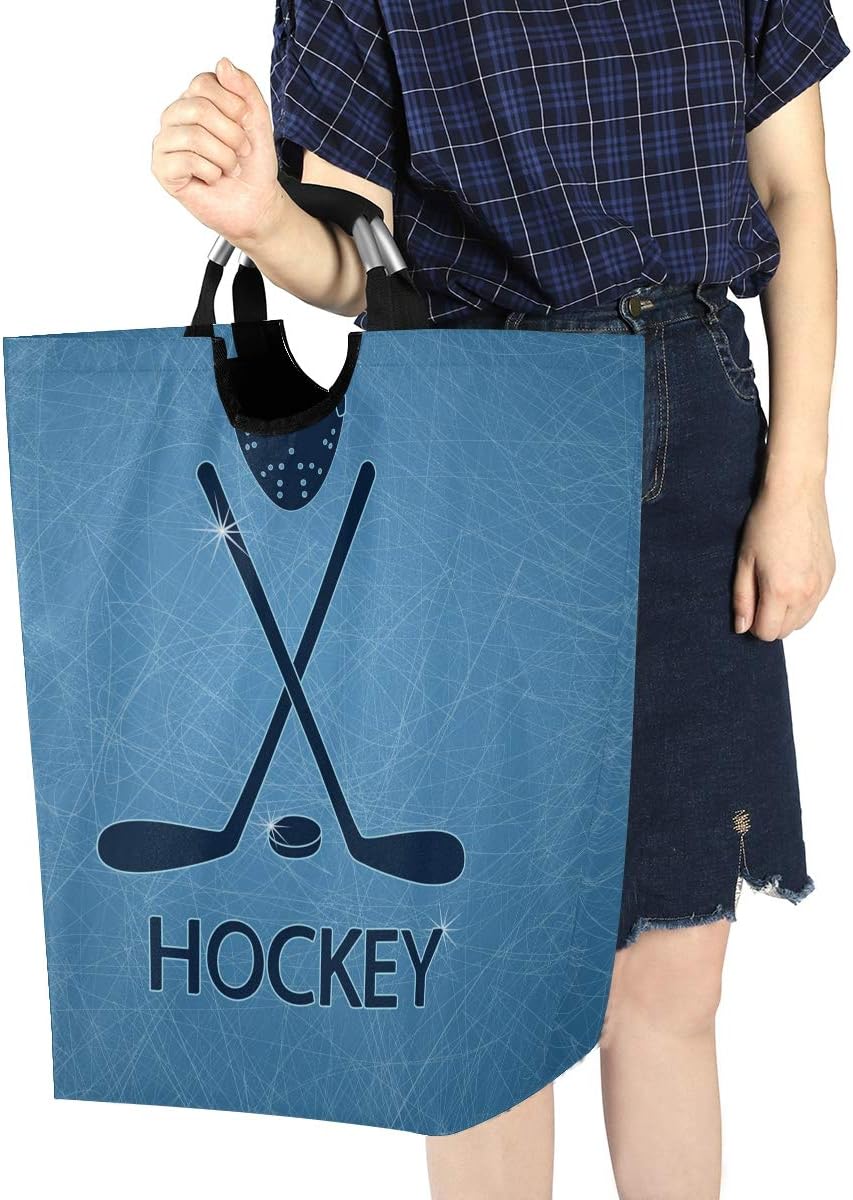 senya Large Storage Basket with Handles Collapsible Organizer Bin Laundry Hamper for Nursery Clothes Toys, Ice Hockey Sticks and Puck