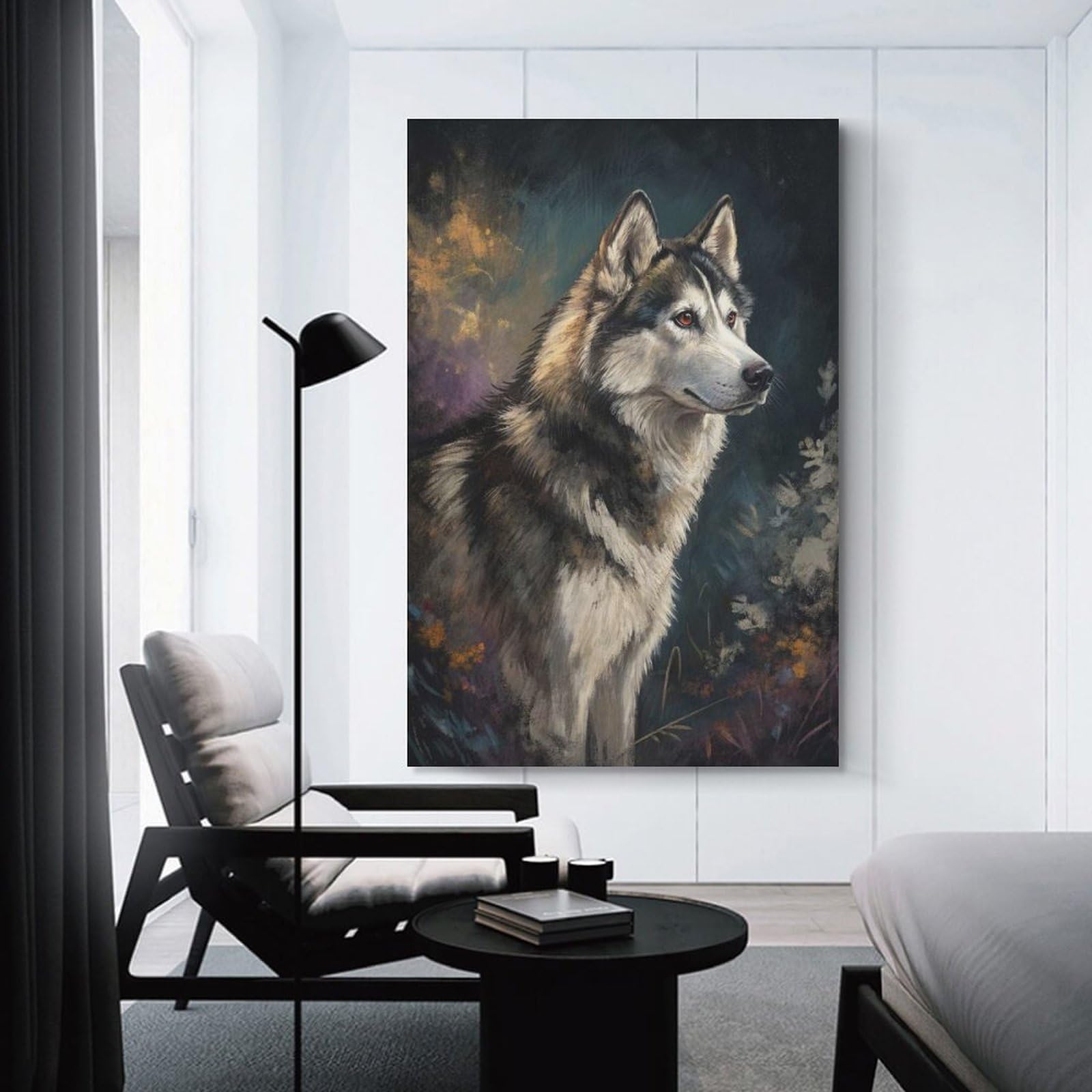 Junmoney Room Decor Wall Art Majestic Husky Portrait, 24x36inch(60x90cm), for Gallery Wall Decor And Room Displays, An Easy Match for Collected Prints