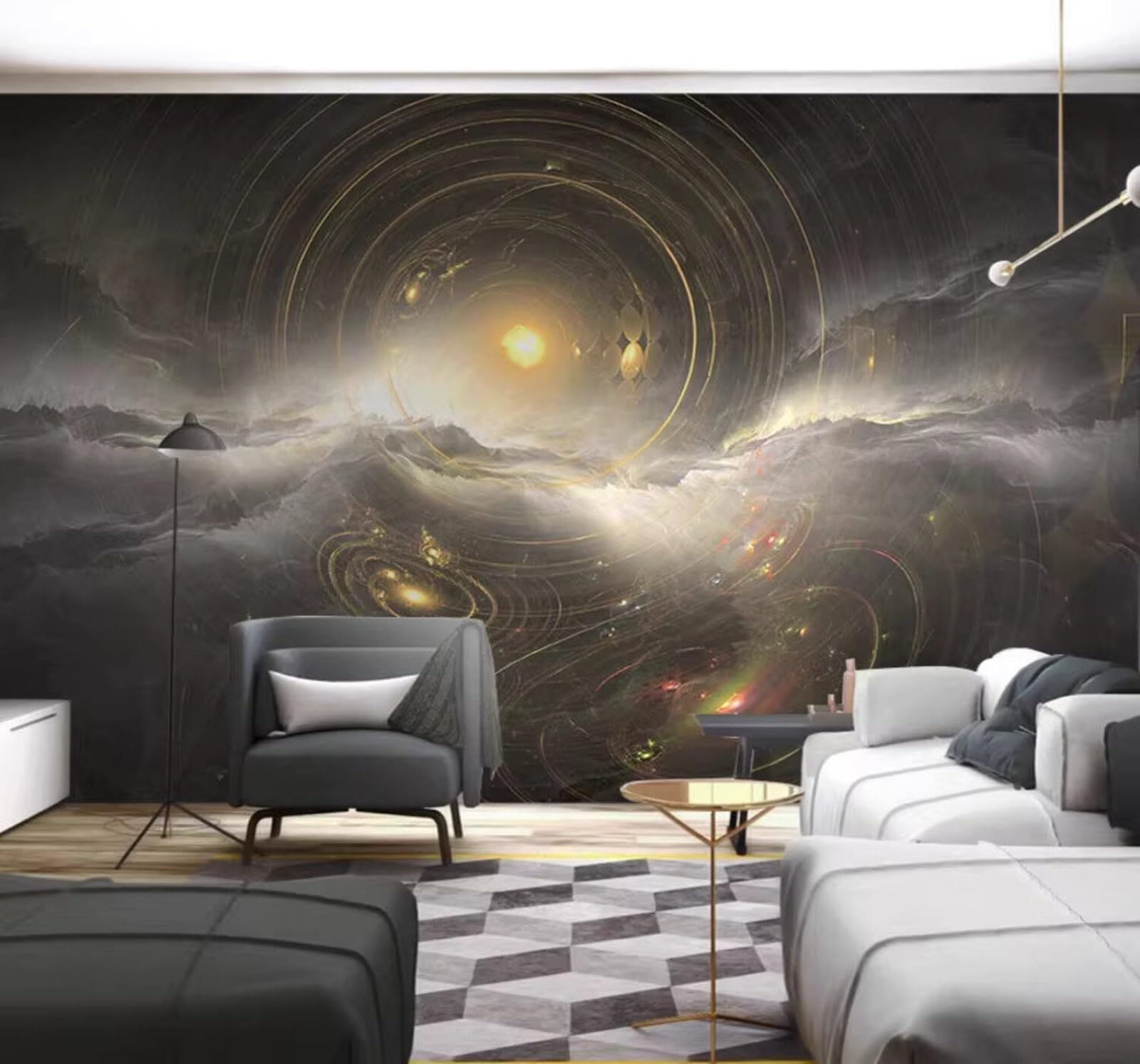 Abstract Three Dimensional Aesthetic Starry Sky Art 3D Wallpaper Easy Install Feature Office Living Room Sofa Bedroom TV Background Wall Decoration-350cm×256cm