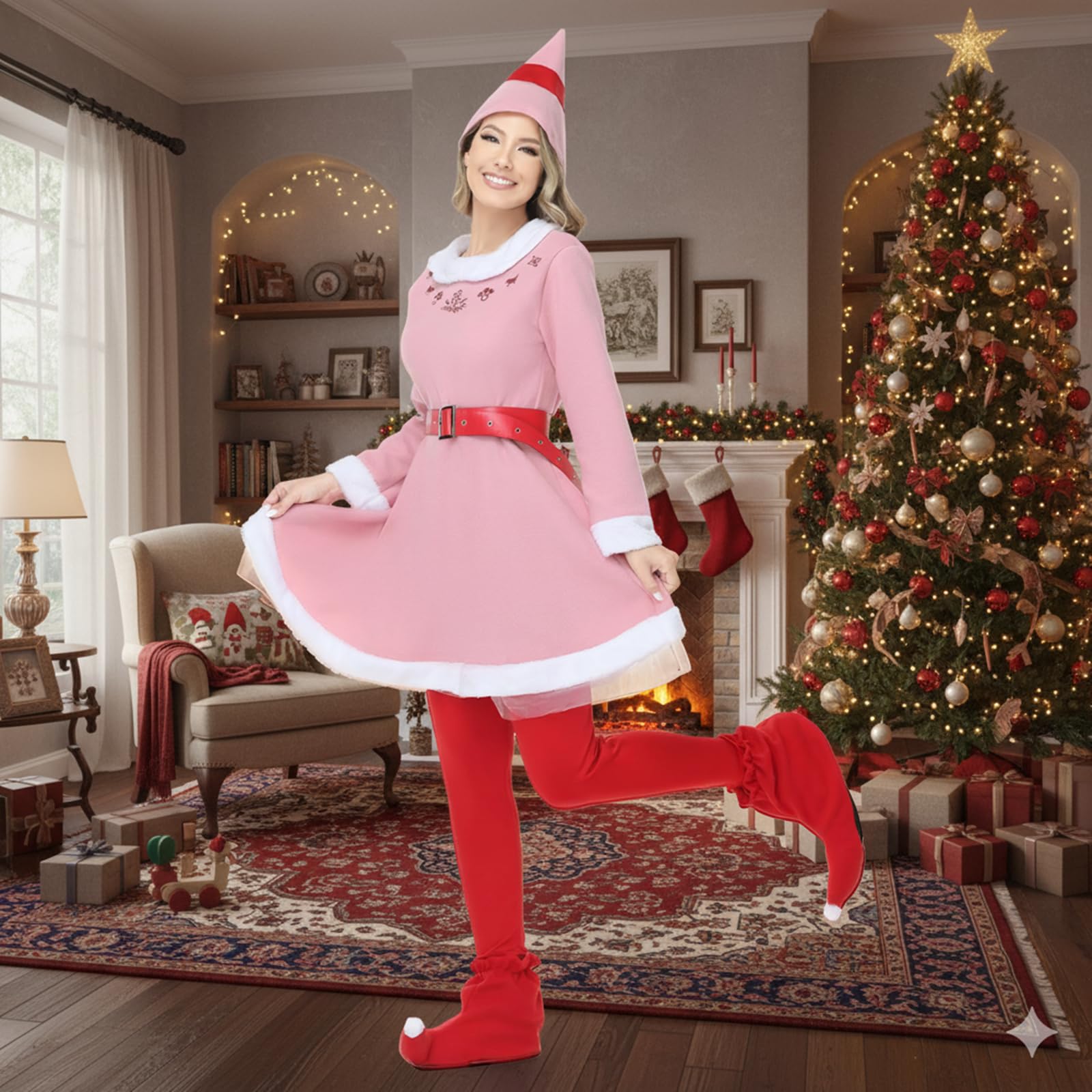 The Elf Costume Women Christmas Elf costume, Woman the Elf Dress Adult Christmas Cosplay Full Set (XL) : Clothing, Shoes & Jewelry