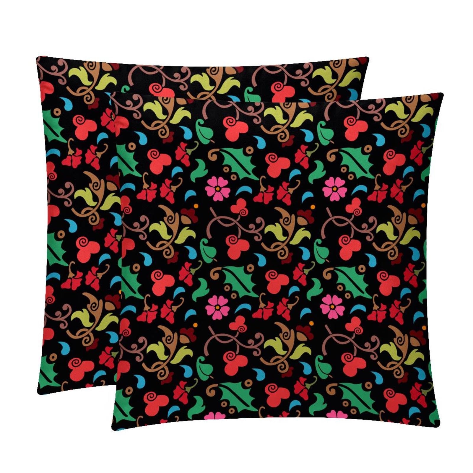 TDGKPZ Flower Throw Pillow Cases 2 Pack Pillowcases Zipper Cushion Covers For Bedroom Living Room 50x50cm