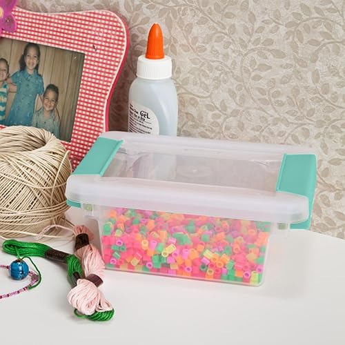 Miniatura 5 de Sterilite Paquete de 12 cajas de clip, contenedores apilables de plástico transparente con tapas de cierre, mini contenedores de almacenamiento