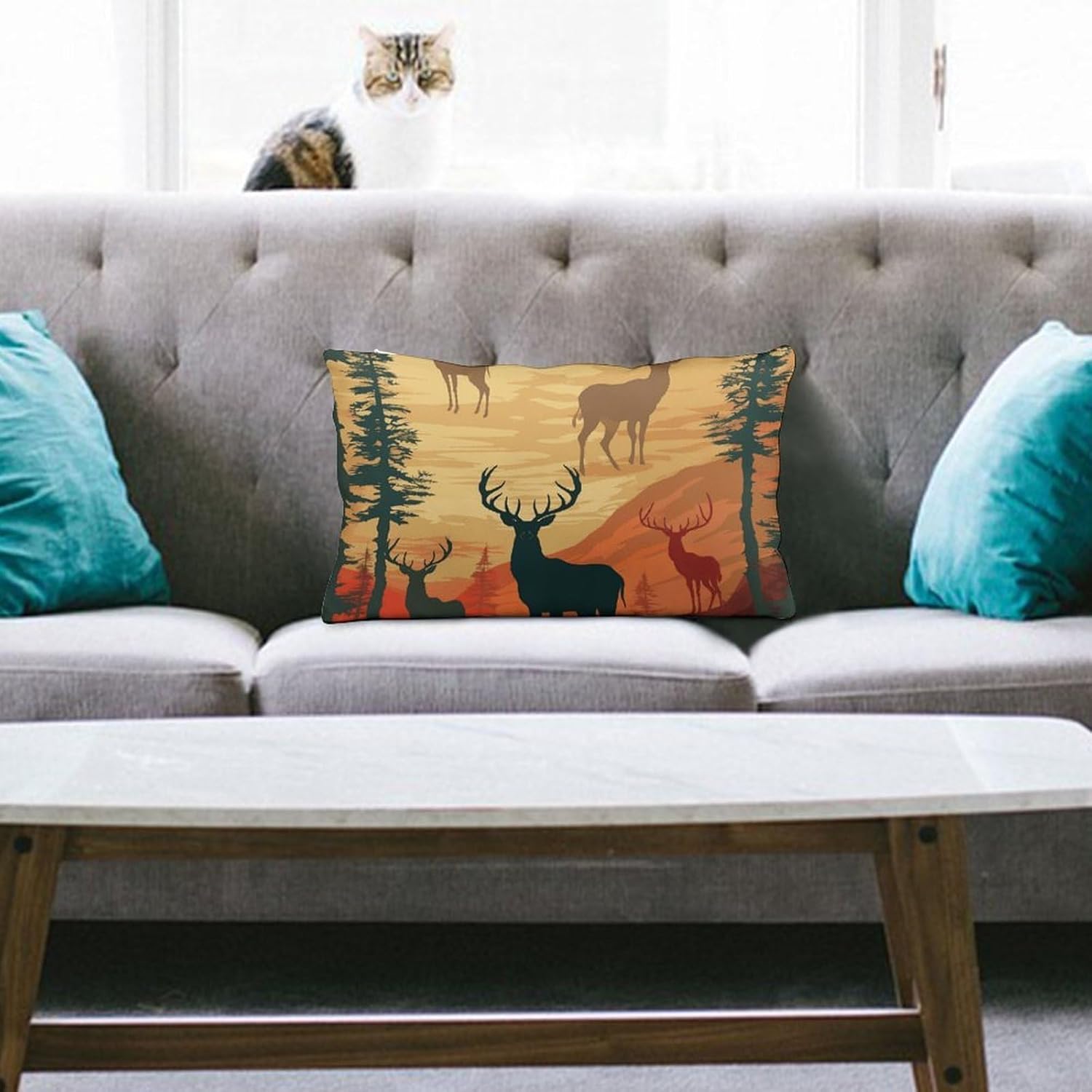 Deer Show Pillow Cases Queen Size Set of 1 Soft Comfortable Throw Pillows Covers Decorative Pillowcase with Zipper Bed Cushion Covers for Couch Sofa Bedroom 8"x12"