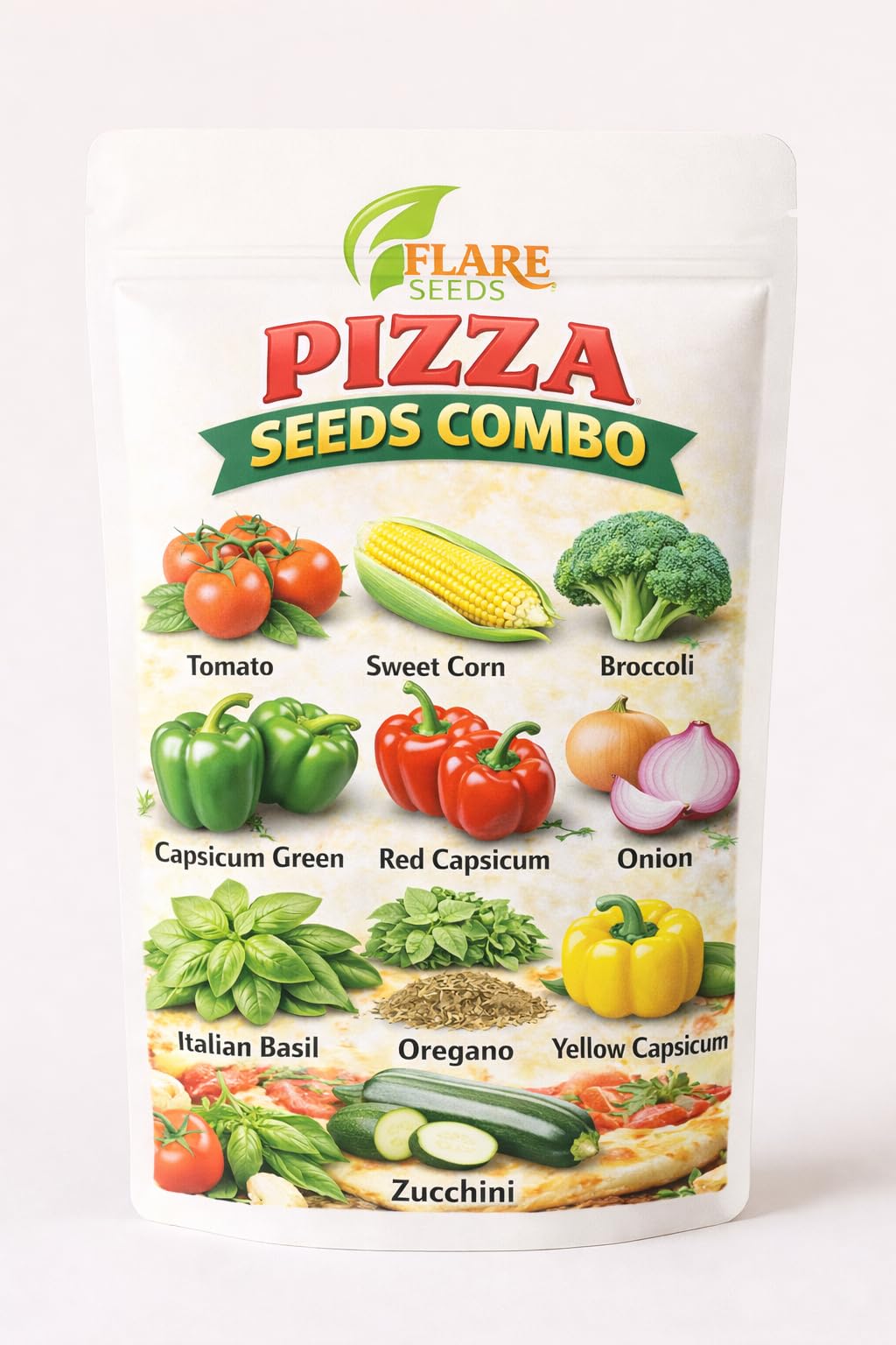 FLARE SEEDS Pizza Seeds Combo, 12 Variety Vegetable Seeds - Tomato, Sweet Corn, Broccoli, Capsicum, Onion, Italian Basil, Oregano, Zucchini, Total 200 Seeds-picture-10