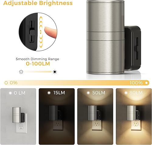 Miniatura 10 de L LOHAS LED Luz nocturna, luces nocturnas rojas enchufables a la pared, luces nocturnas LED, sensor de luz, rojo de ayuda pronunciada, luz nocturna