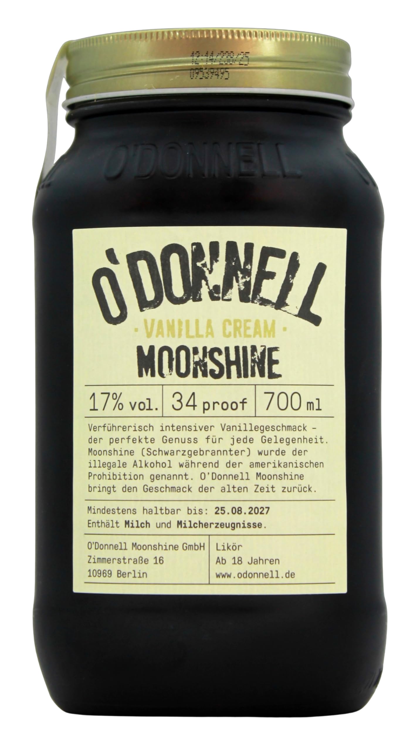 O'Donnell Moonshine Vanilla Cream Likör 17% vol., (1 x 0.7 l Glas)