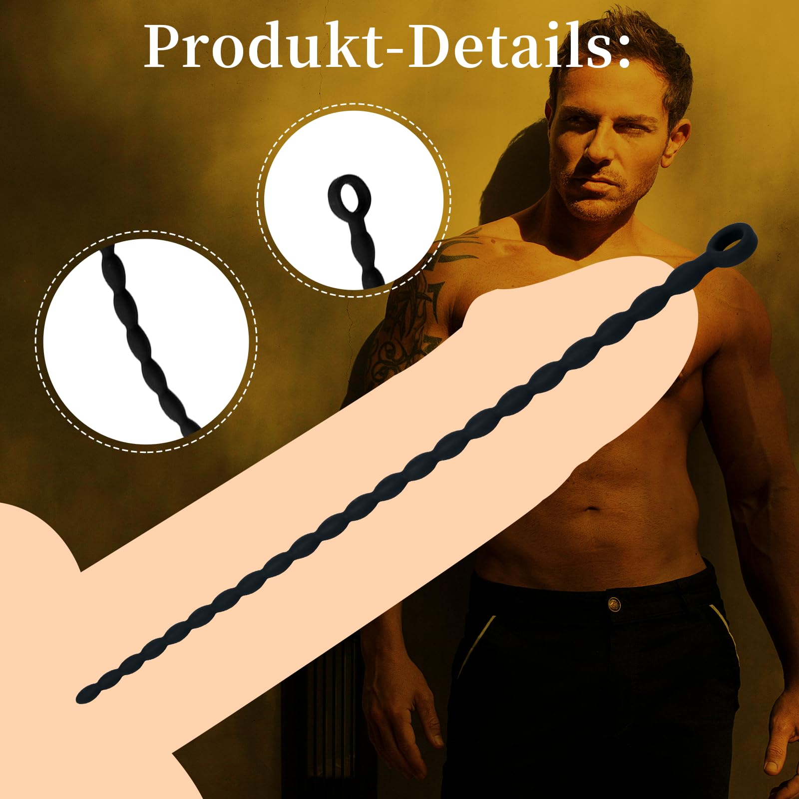 Dilatatori per Uomo Perline in Silicone Extra Lungo Plug per il Pene con Anello Glande Catetere Uretra Uomo SM Masturbatore per Massaggio Prostatico (L)