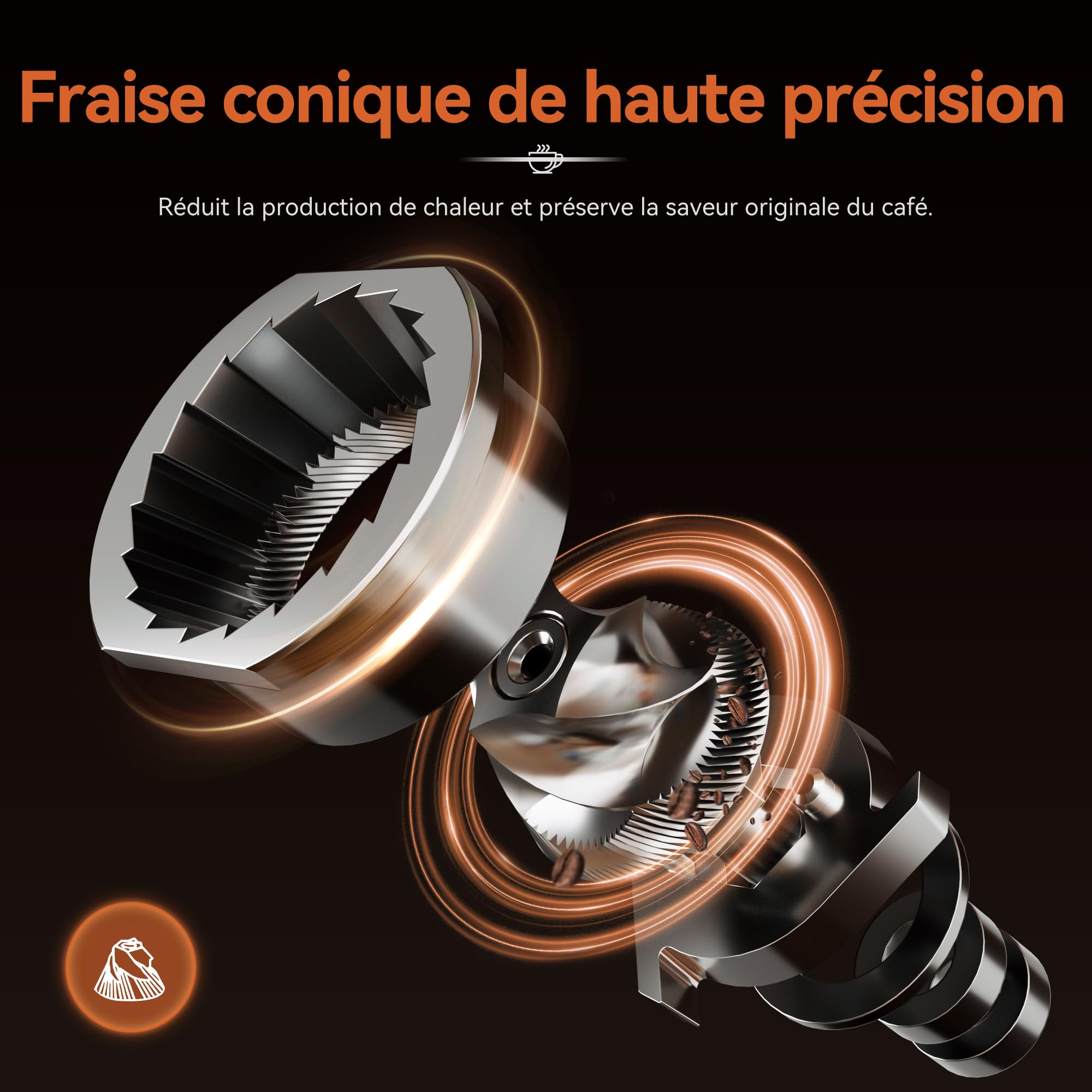HIBREW G3A Moulin à café électrique - Moulin conique en acier inoxydable avec arôme préservé, tasse unique, 200 watts, 31 réglages de mouture réglables