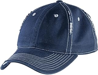 District Rip and Distressed Cap DT612 OSFA New Navy/Light Blue