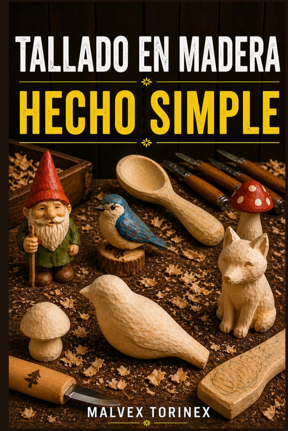 TALLADO EN MADERA HECHO SIMPLE: Guía paso a paso para principiantes con proyectos de tallado, patrones, técnicas de cuchillo, selección de madera y corte seguro