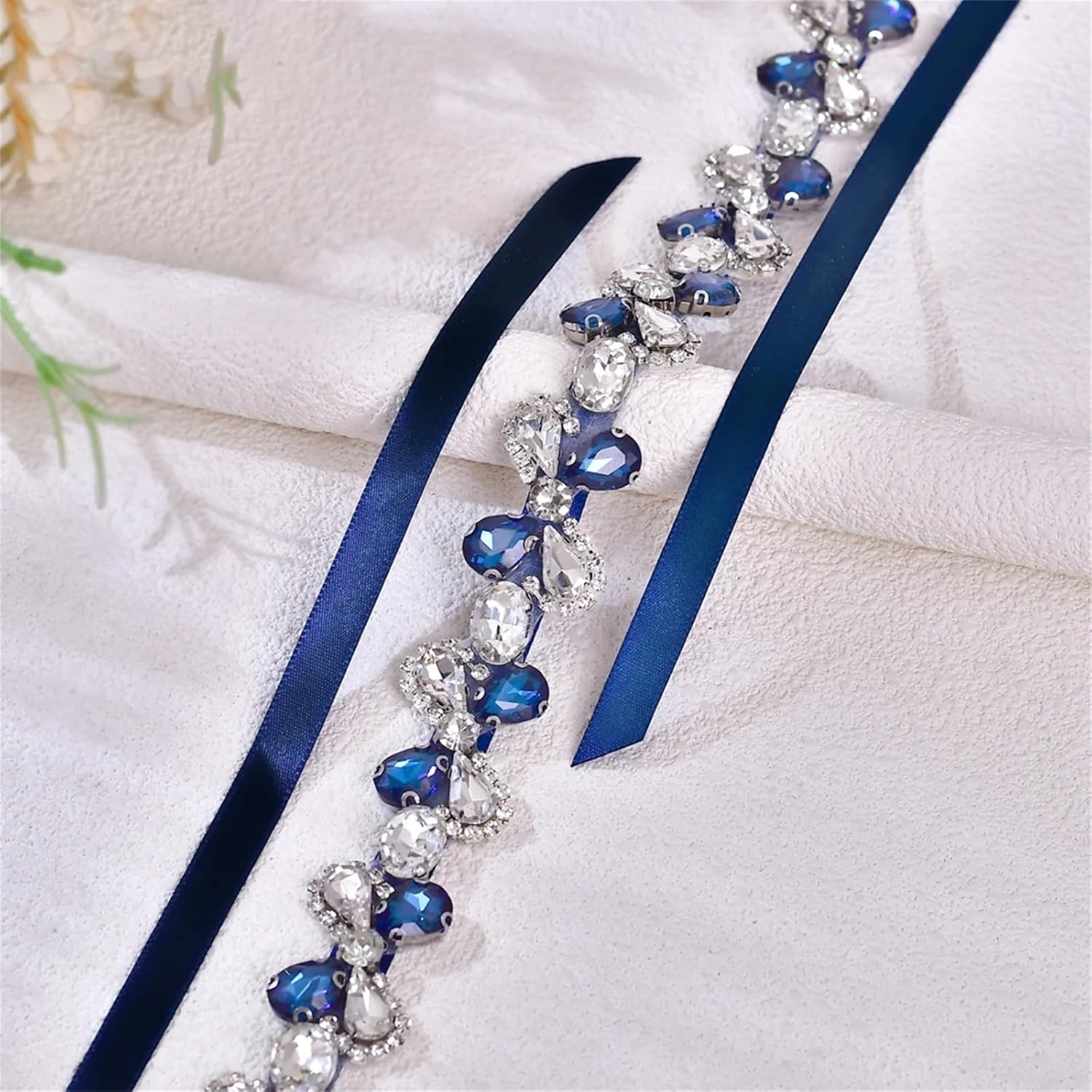 Women’S Slim Wedding Ribbon Belt Prom Formal Dress Gown Decoration Accessories With Bow Shape Glass Rhinestone Bridal Sash