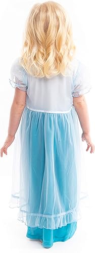 Vista 6 de Little Adventures Camisón de princesa de hielo con bata azul (6) Pijamas infantiles lavables a máquina sin purpurina, Azul