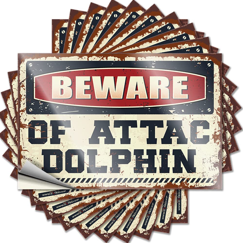 Fzfn Colour Rv Camping Accessories Saying - Vintage Long Cover Beware Of Attack Dolphin(8X12cm)