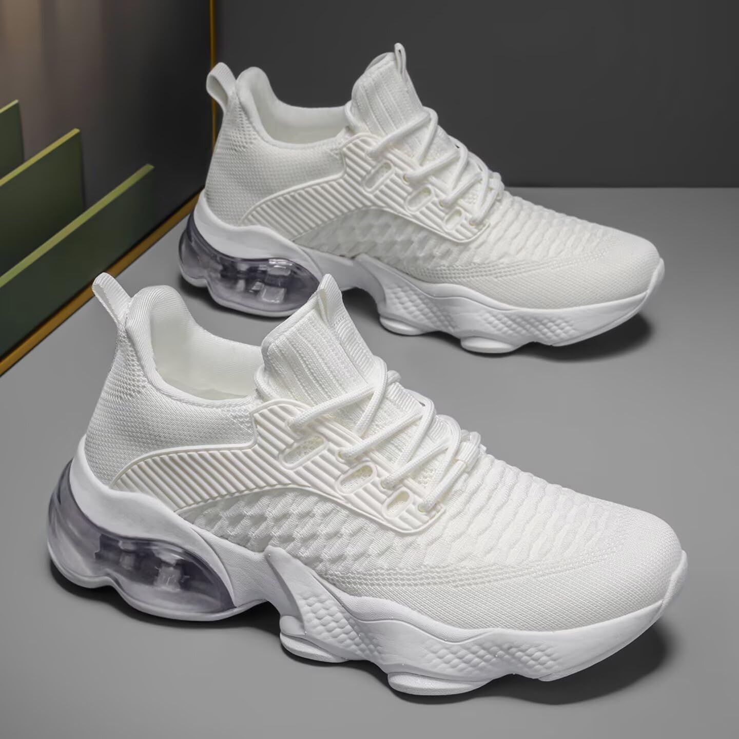 Mens Air Cushion Running Shoes Breathable Tennis Fashion Sneakers Non Slip Workout Casual Sport Gym Trail Comfortable Walking Shoes