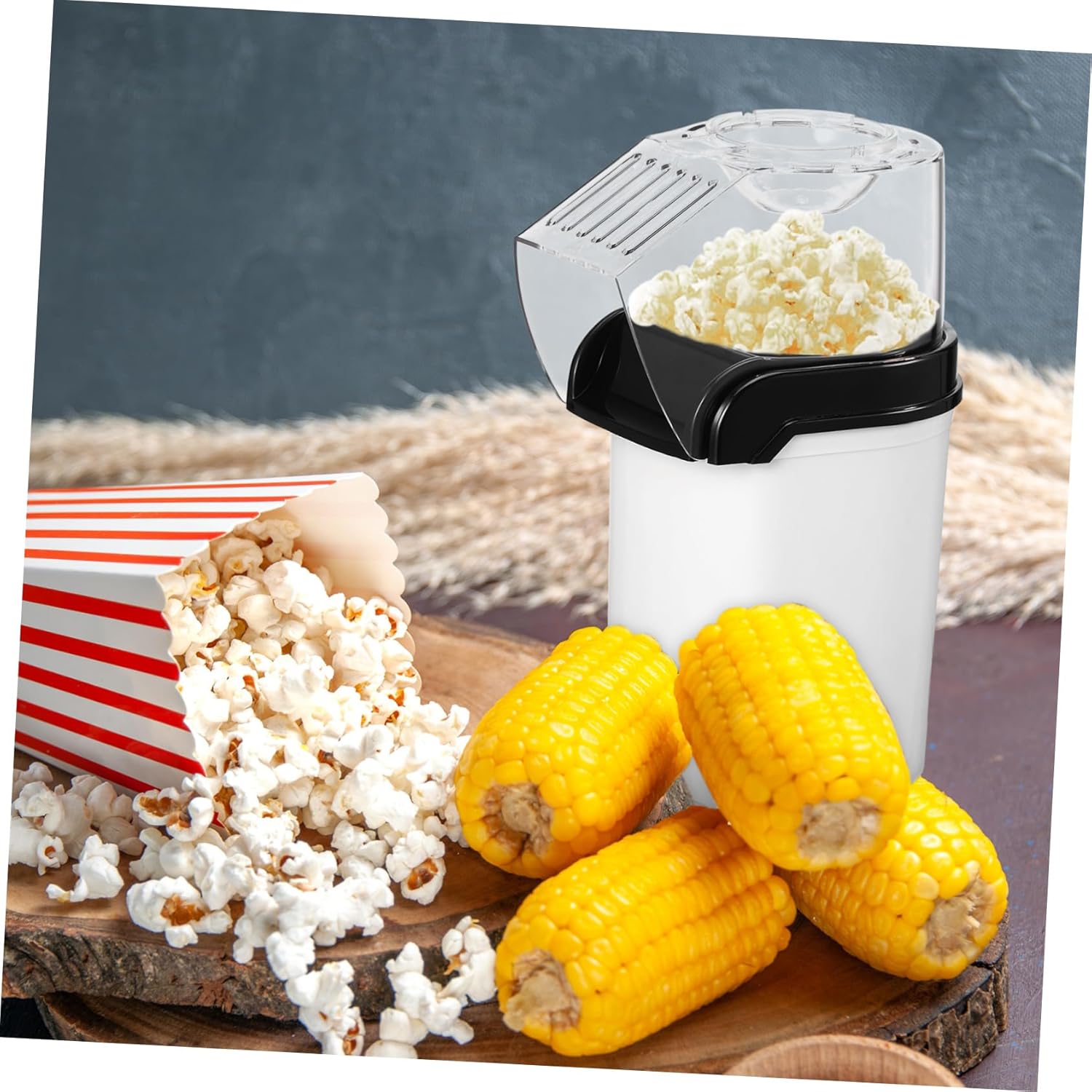 Mikinona 110v Popcorn Popper Electric Domestic Popcorn Maker Hot No Mess Measuring Cup Lid for Parties