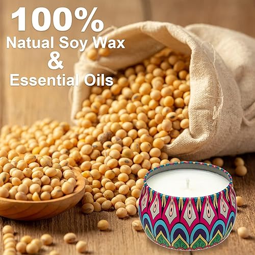 Miniatura 2 de TEECOO Juego de regalo de velas perfumadas paquete de 4 velas de aromaterapia de cera de soja 120H Juego de velas aromáticas para el hogar, velas