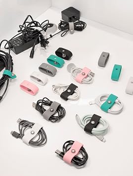 5 Pack Cord Organizer, Ring Cord Keeper, Cable Organizer USB holder, Silicone Cable Ties, Reusable Cord Organizer Cable Straps, Earphone winder, Storage Straps for Electronics, Earbuds