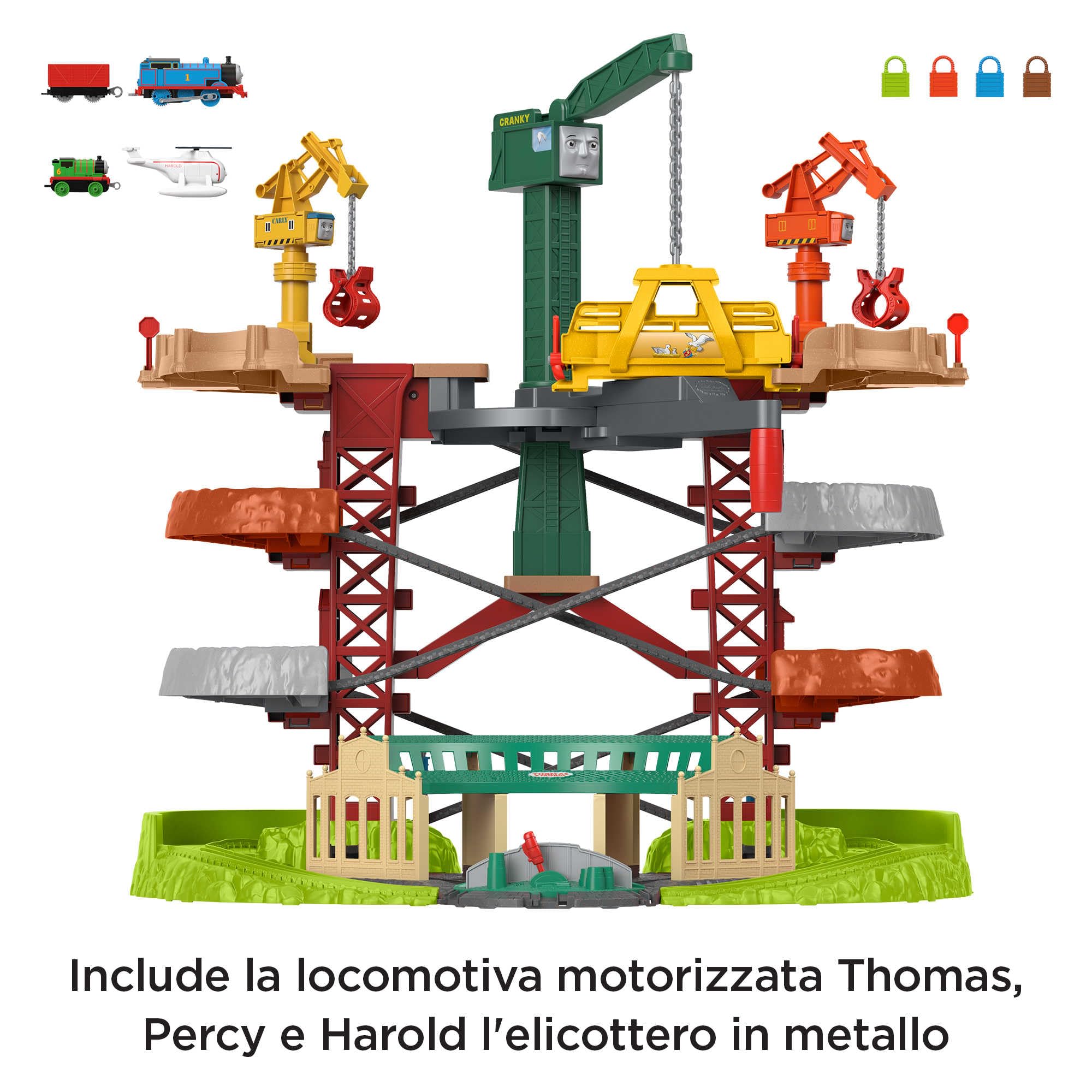 Thomas & Friends - Megatorre di Sodor, playset con pista multinivello e trenino motorizzado inclusi, con i luoghi e personaggi dello show, giocattolo per bambini +3anni, GXH09