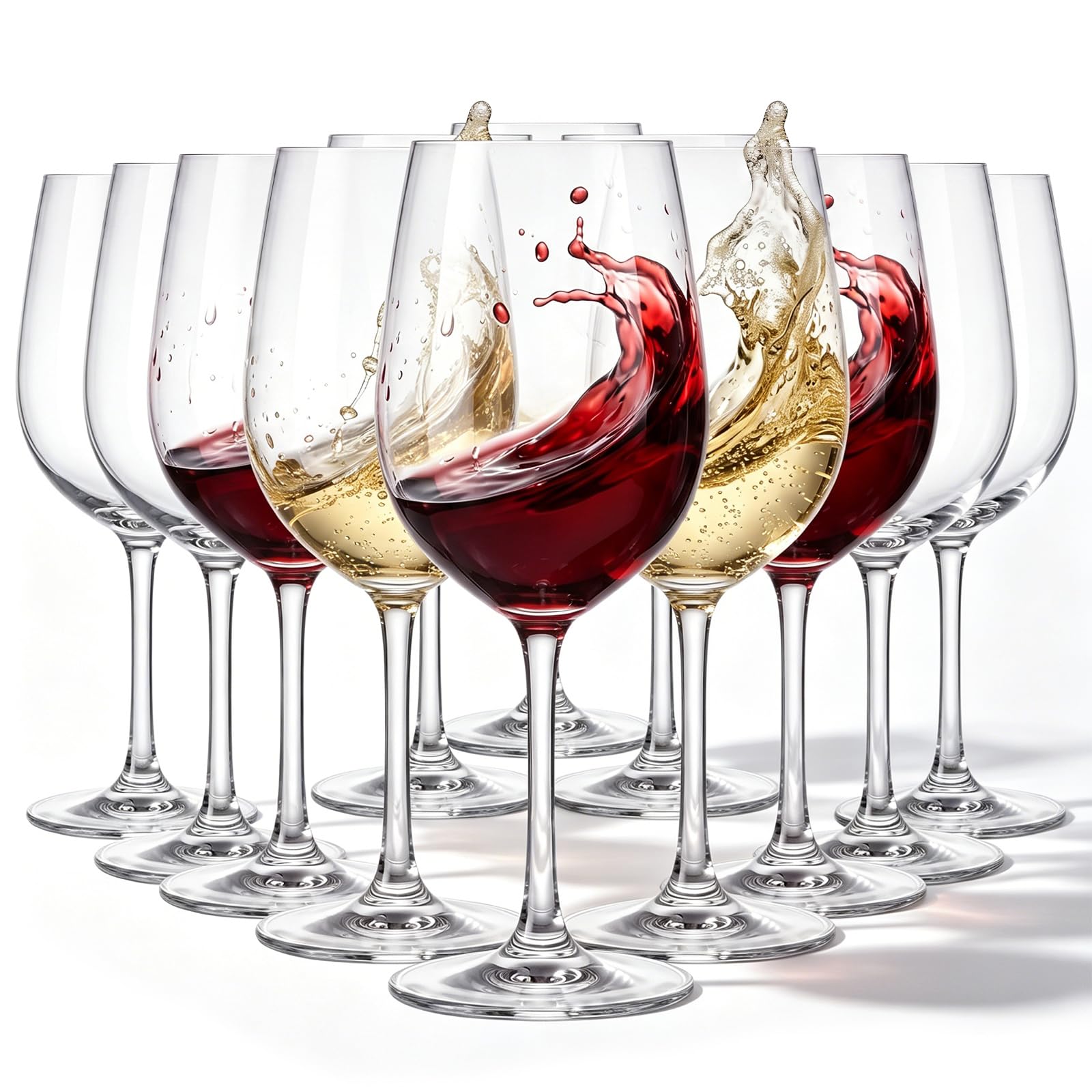 Juego de 12 copas de vino de plástico con tallo, irrompibles, reutilizables, transparentes, copas de vino para beber, piscina, viajes, camping o suministros de picnic (copa)