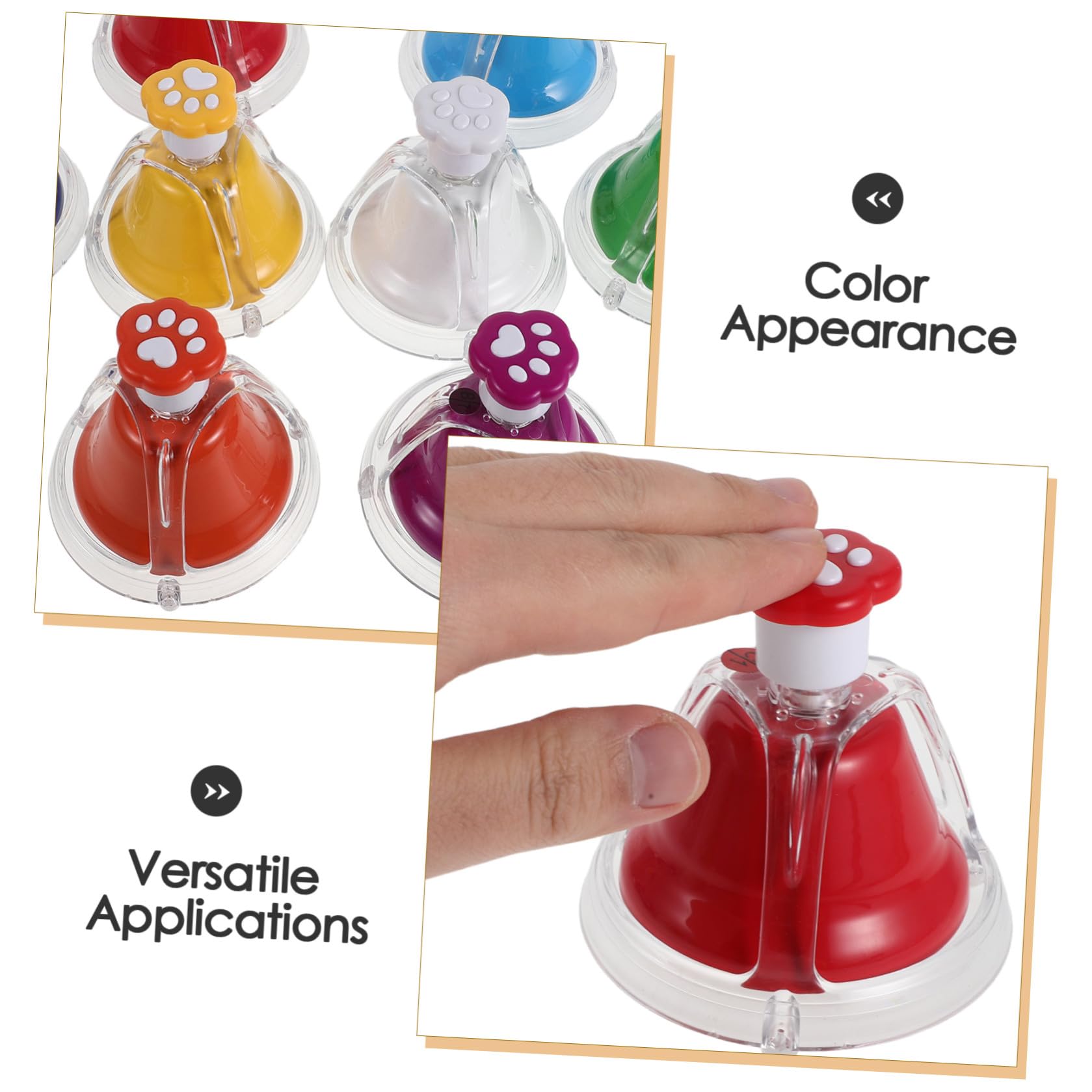 YARNOW 8 Piezas Campanas de Mano Forma de Pata de Gato en Varios Colores, Fáciles de Tocar y Versátiles, Ideales para Juegos Musicales en Jardín de Infancia y Enseñanza Musical