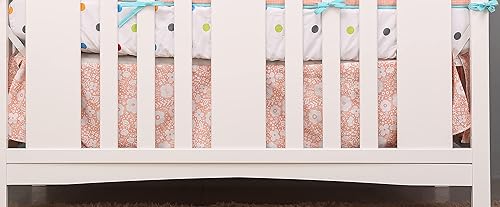 Miniatura 8 de Juego de ropa de cama para cuna de guardería floral rosa para niñas, juego de cama de 4 piezas de acuarela con flores rosas con cenefa de ventana