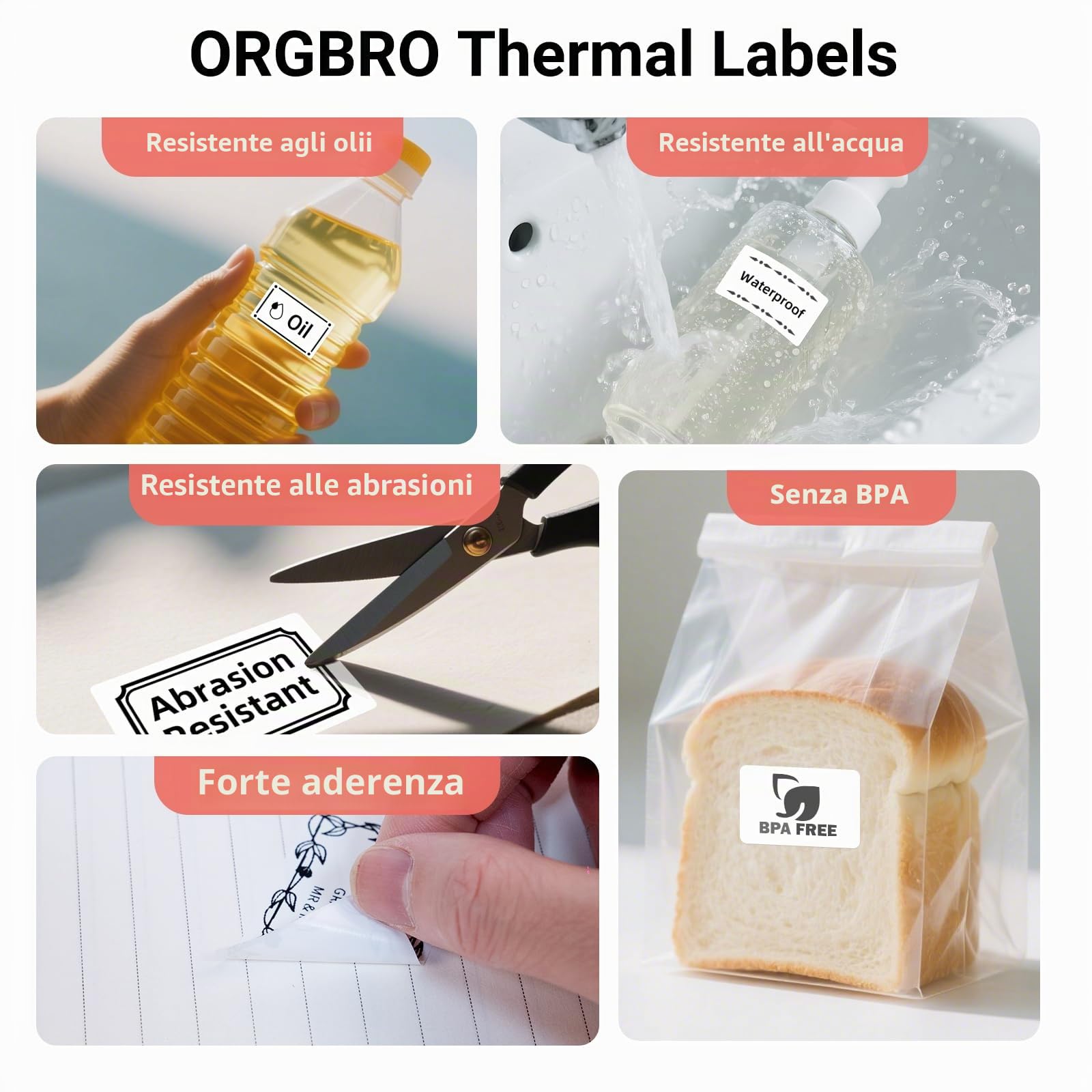 ORGBRO Etichette Termiche Autoadesive per Z3 Stampante Termica | Etichette Rettangolari per Supermercati e Piccole Imprese, 40 X 30 mm, 230 Etichette/Rotolo, 3 Rotoli, Nero su Bianco