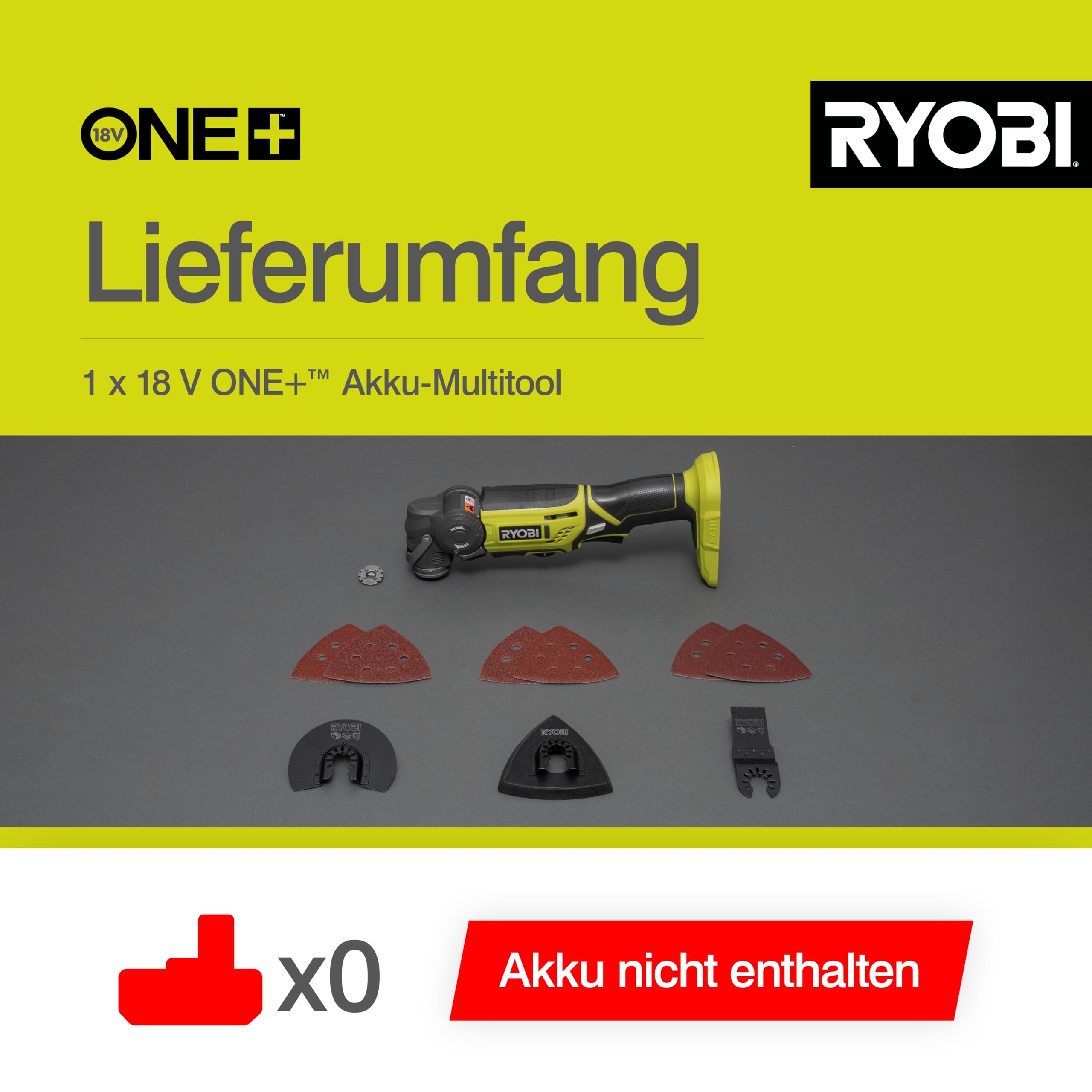 RYOBI 18 V ONE+ Akku-Multitool R18MT-0 6 Geschwindigkeiten Werkzeugloser Zubehörwechsel