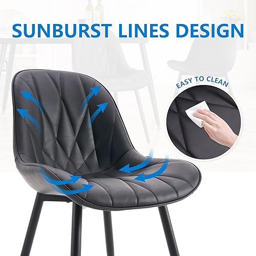 Miniatura 4 de YOUNIKE Juego de 2 sillas de comedor, sillas de cocina modernas negras con pies ajustables, sillas de comedor tapizadas de piel sintética de