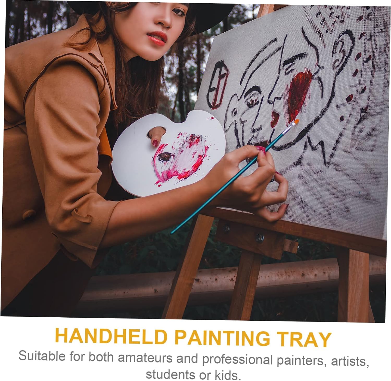 Ergonomic Handheld Painting Palette Acrylic Pigment Tray for Artists Oval Tray Pigment Mixing Pallet Style