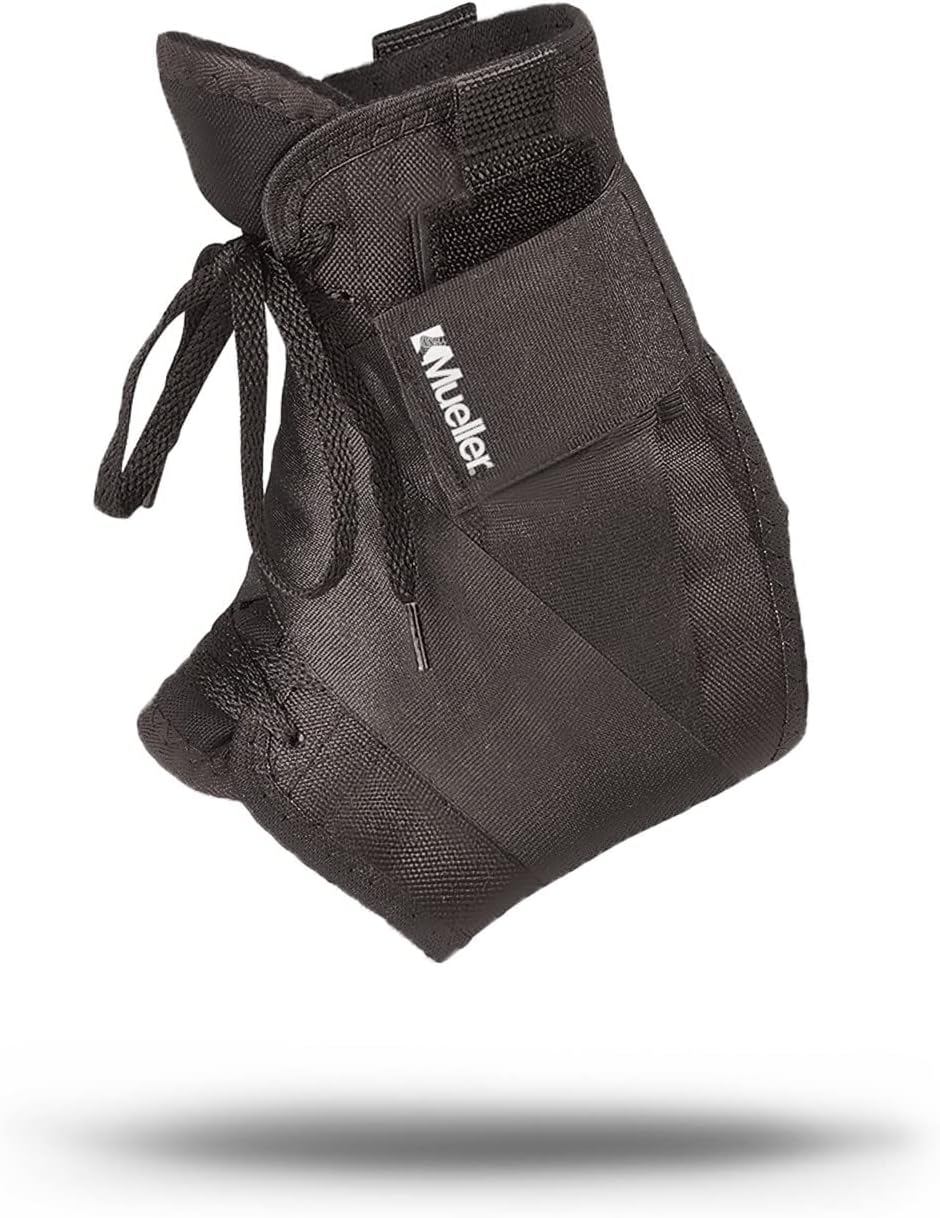 Sports Medicine Soft Ankle Brace with Straps, Ankle Pain Relief Support for Men and Women, Ideal for Sprains, Strains, Arthritis, Black, Medium
