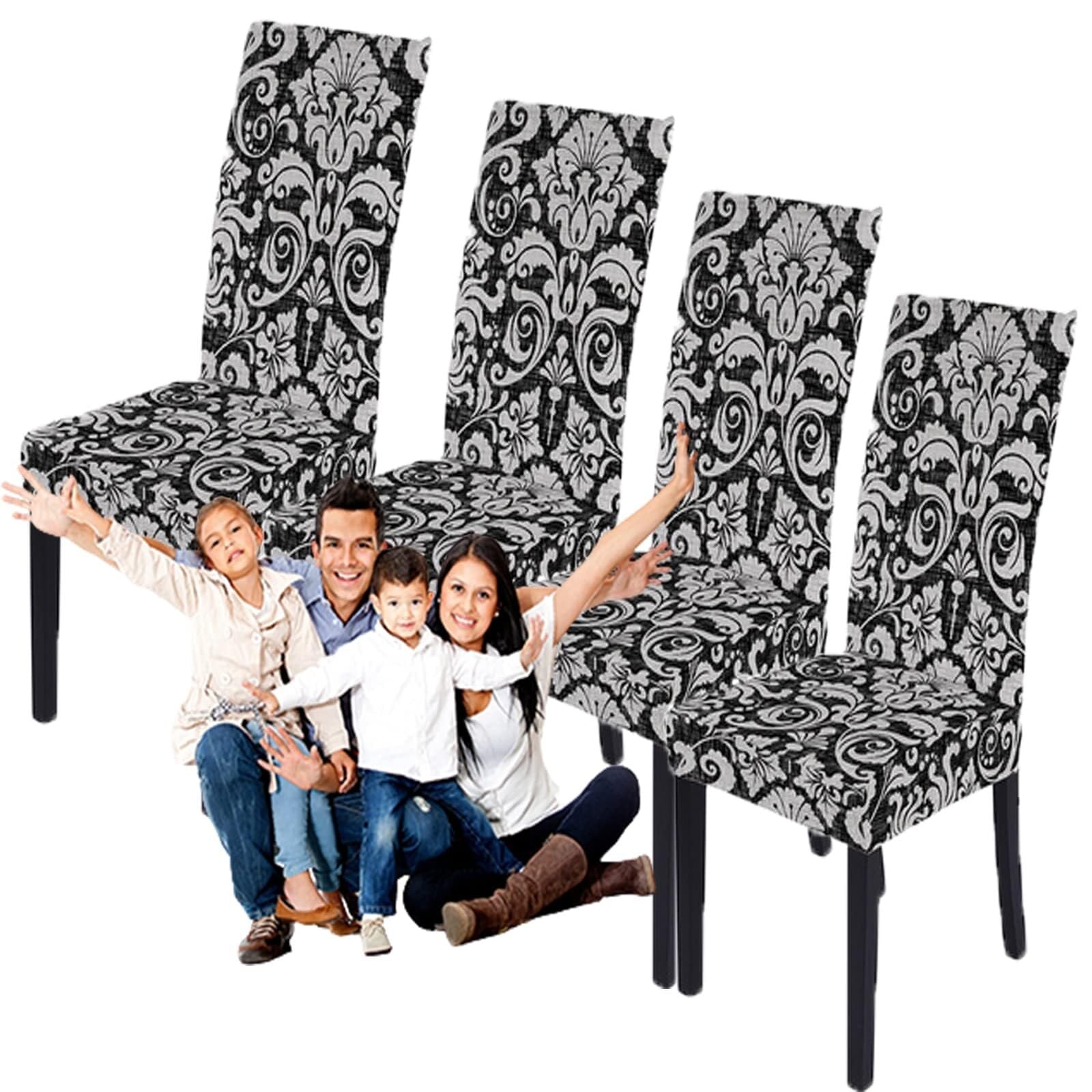 NMVAWIPT Stretchable Polyester-Spandex Dining Chair Covers Non-Slip Elastic Slipcovers For Room Banquet Hotel(8#,4pcs)