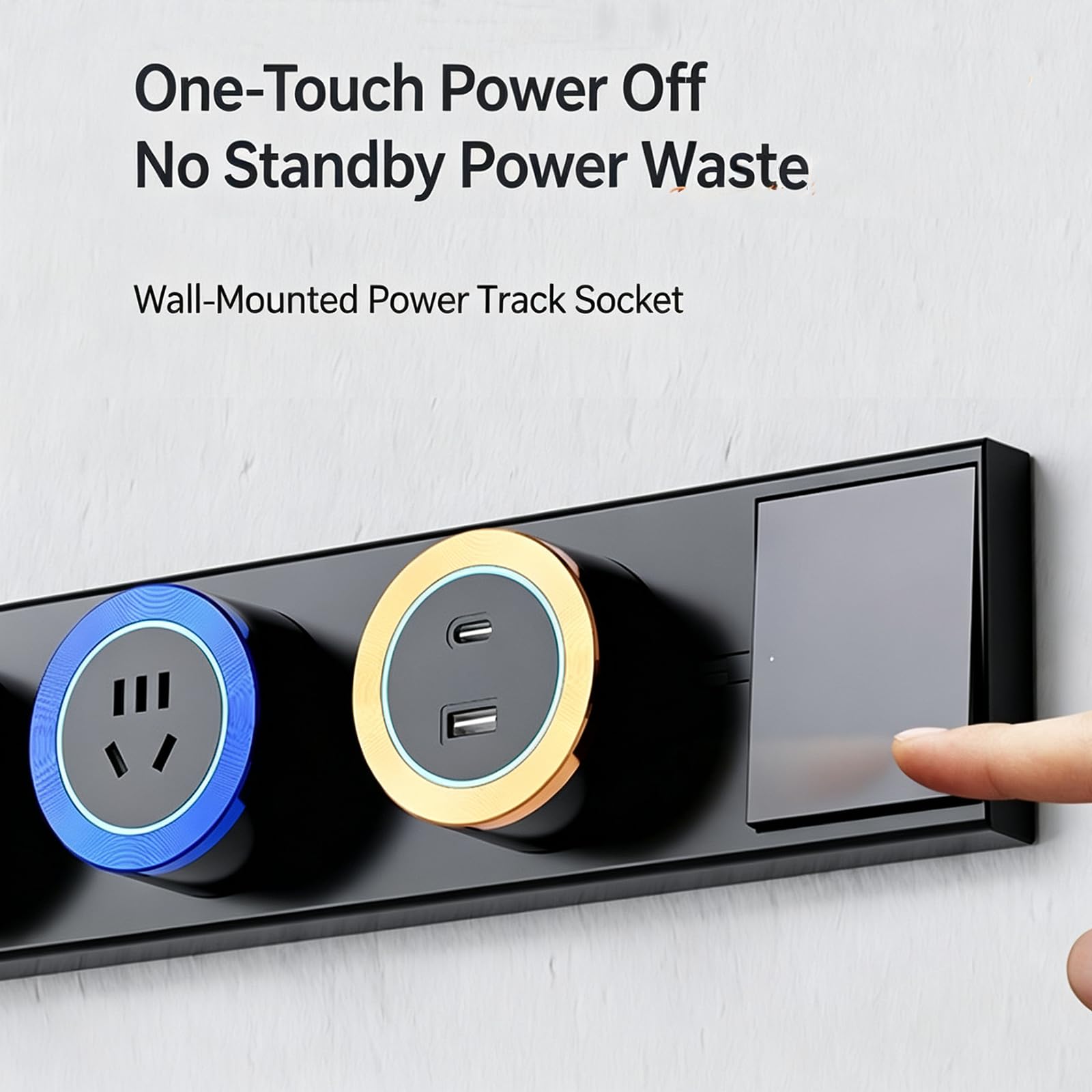 Gniazdo Szynowe Modułowe 8000w, Gniazdo Zasilające 40-100cm, Z Wyjmowaną Wtyczką Europejską Standardową + USB + Type-C, Listwa Zasilająca Montowana Na Ścianie Z Wyłącznikiem White-50cm