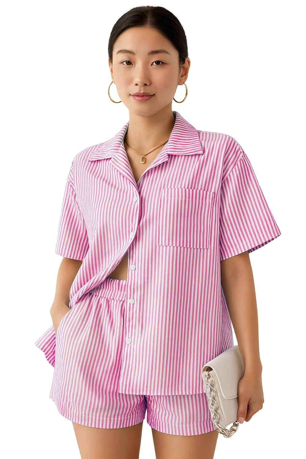 GRECIILOOKS Co-ord Set for Women Stylish | Night Suit for Women | Textured Pattern Pyjama Set for Women's Travel Beach & Holiday Look | Night Dress for Woman