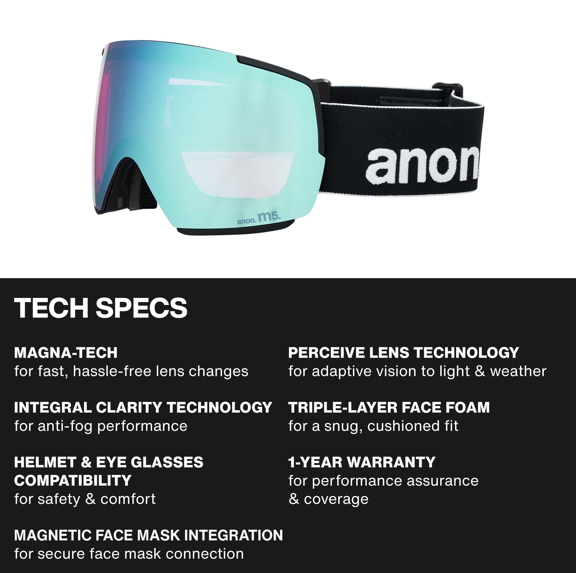 Amazon | [ANON] ユニセックス M5 ローブリッジフィット ゴーグル ＋