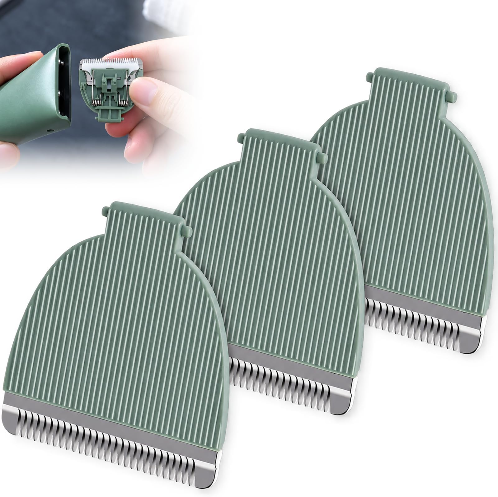 3 Pack Replacement Blades Compatible with Meridian Trimmer, Green