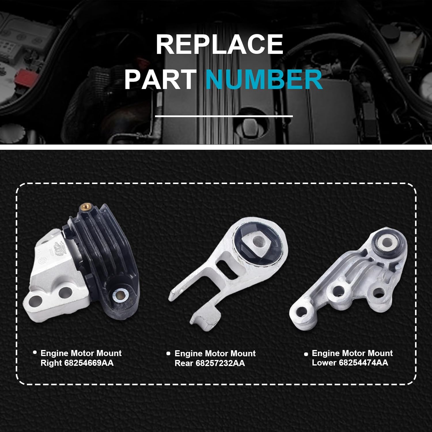 Engine Motor & Transmission Mount Set Replacement for 2015-2018 Jeep Renegade 500X 1.4L L4 Replace# 68254474AA 68254669AA 68257232AA