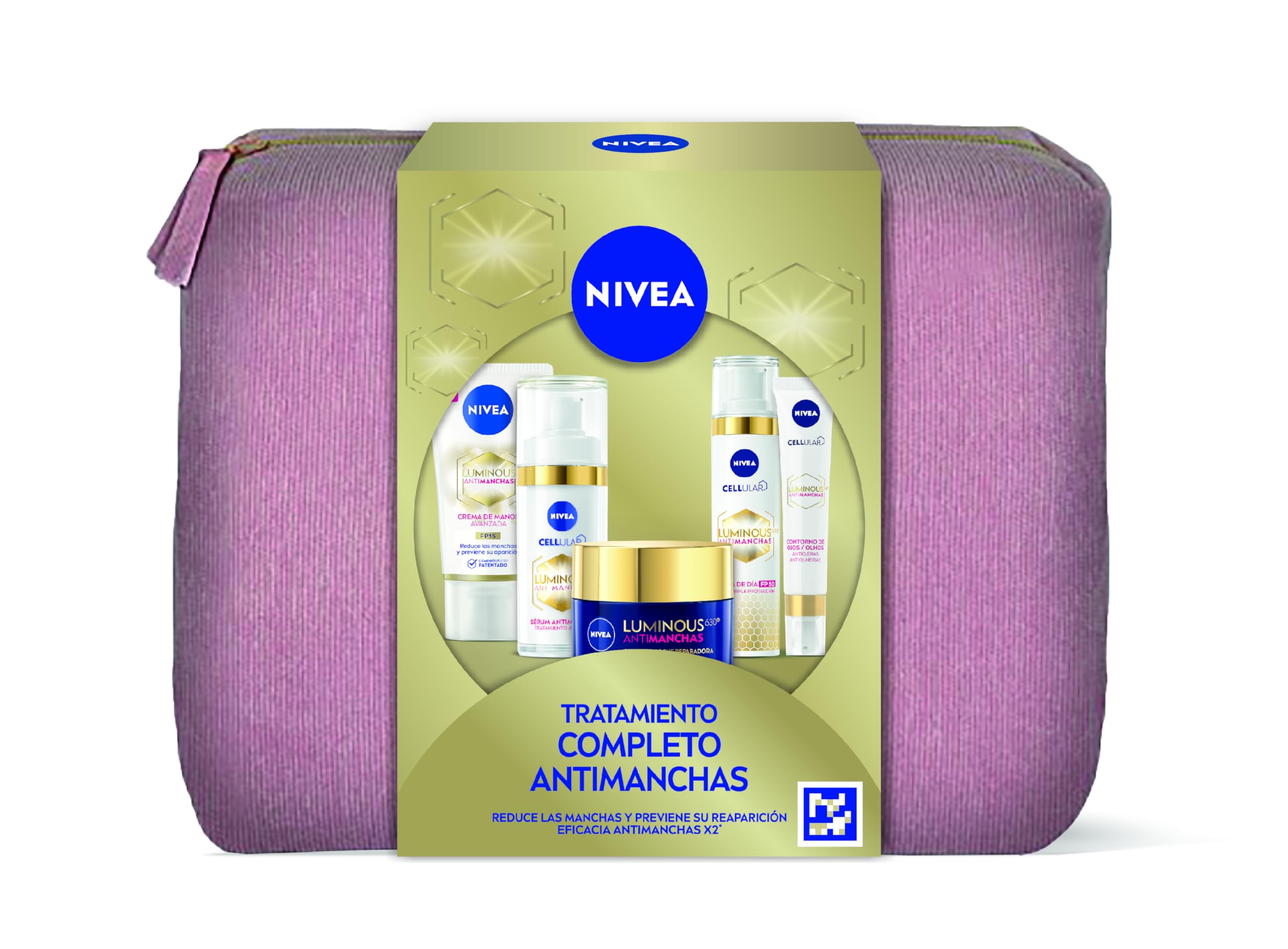 NIVEA Luminous Antimanchas, pack de regalo para mujer con crema de día (40 ml), crema de noche (50 ml), sérum (30 ml), contorno de ojos (15 ml) y crema de manos (50 ml)