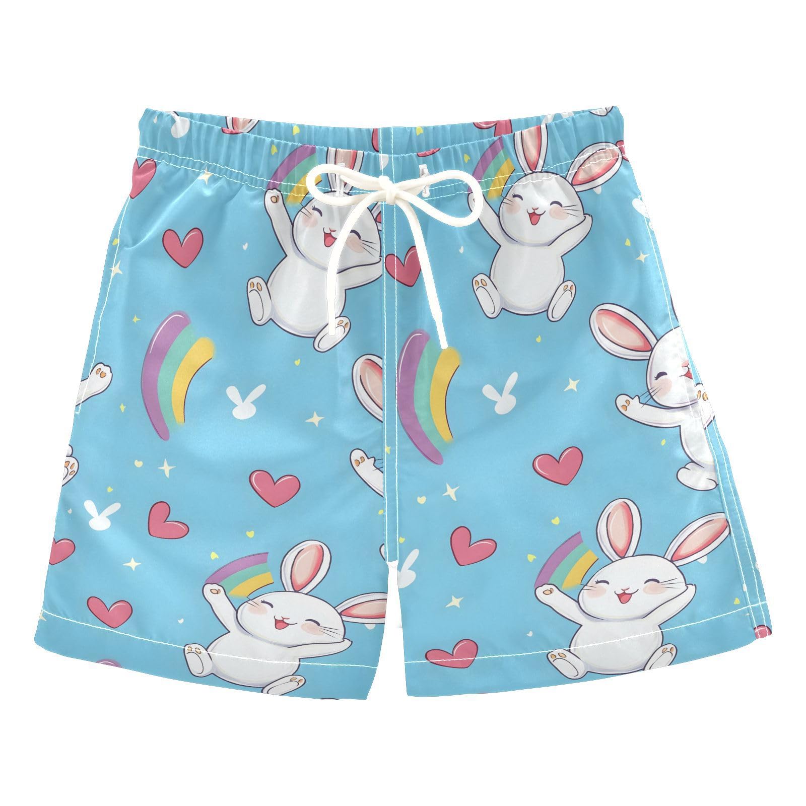 Rabbit Rainbow Happy Boys Swim Trunks Toddler Shorts Swimwear Boardshorts