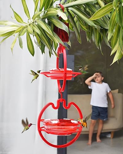 Miniatura 6 de Ermete Comedero para colibríes para colgar al aire libre, a prueba de hormigas, comederos para colibríes para exteriores, regalo de colibrí para