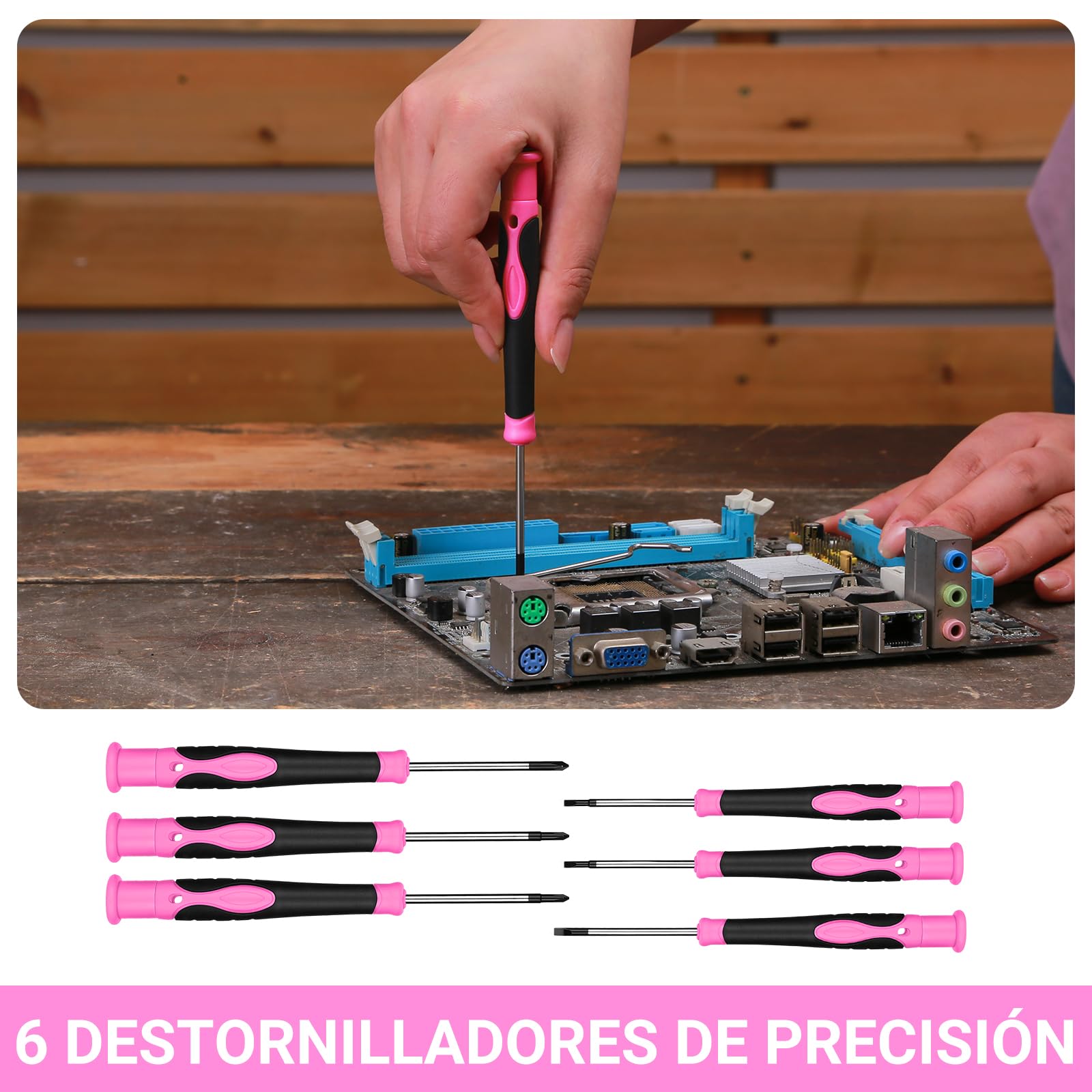 DEKO Juego Herramientas Rosa 110 Piezas, Kit de Herramientas básico para Damas para mujer con Bolsa de Transporte Fácil, para Bricolaje y Reparaciones Diarias