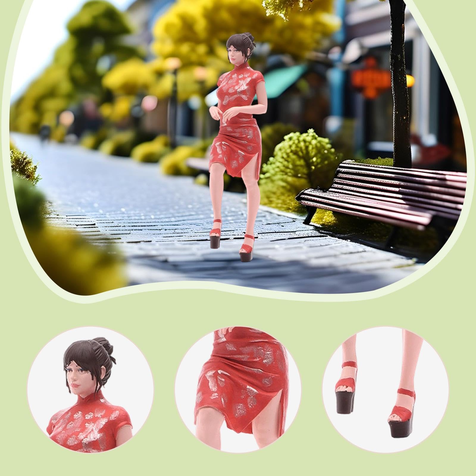 Modello 3D di Cheongsam in 1/24, Personaggio per Giochi di Ruolo, Abito Cinese, Figura per plastico di Stazione