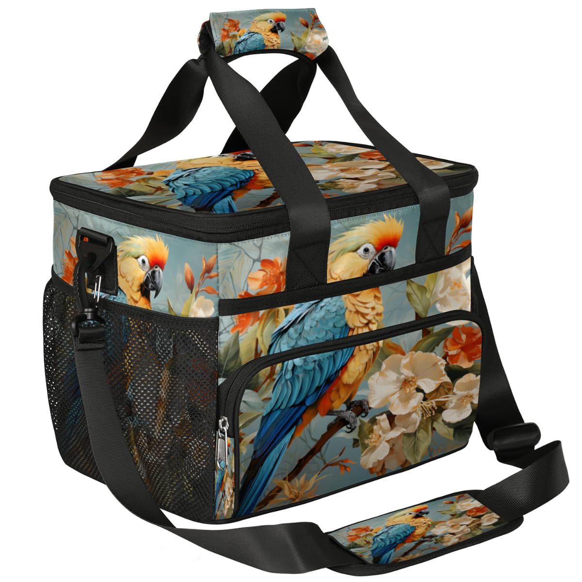 Parrot Insulated Picnic Backpack Lunch Box for Women Men Picnic Basket Tote Lunch Bag Picnic Bag Portable Lunch Bags for Picnic, Beach, Work, Trip,Office, Camp Parrot Bird