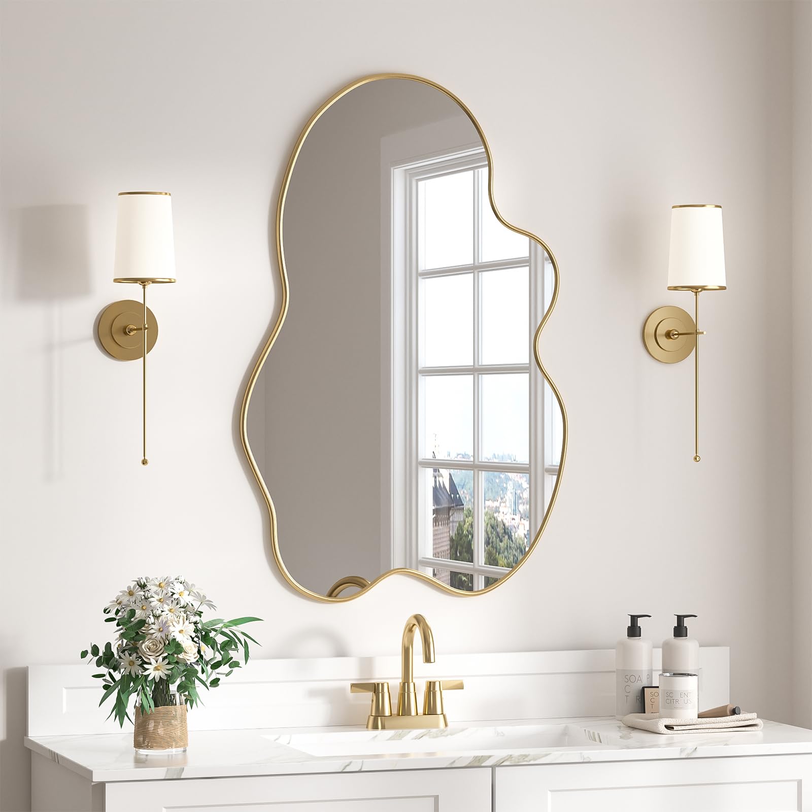 Spiegel Asymmetrisch Groß Gold Wandspiegel Flur 60 x 90 cm