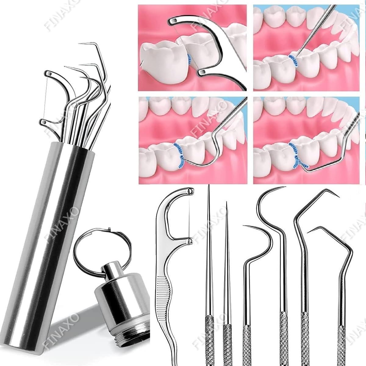 Finaxo 7 Pieces Teeth Cleaning Tool Portable Metal Toothpicks Reusable Toothpicks for Teeth Digging Adult Picking Tools Keychain Teeth Braces Cleaning Tools (B0CQH23MQ5) Amazon Price History, Amazon Price Tracker