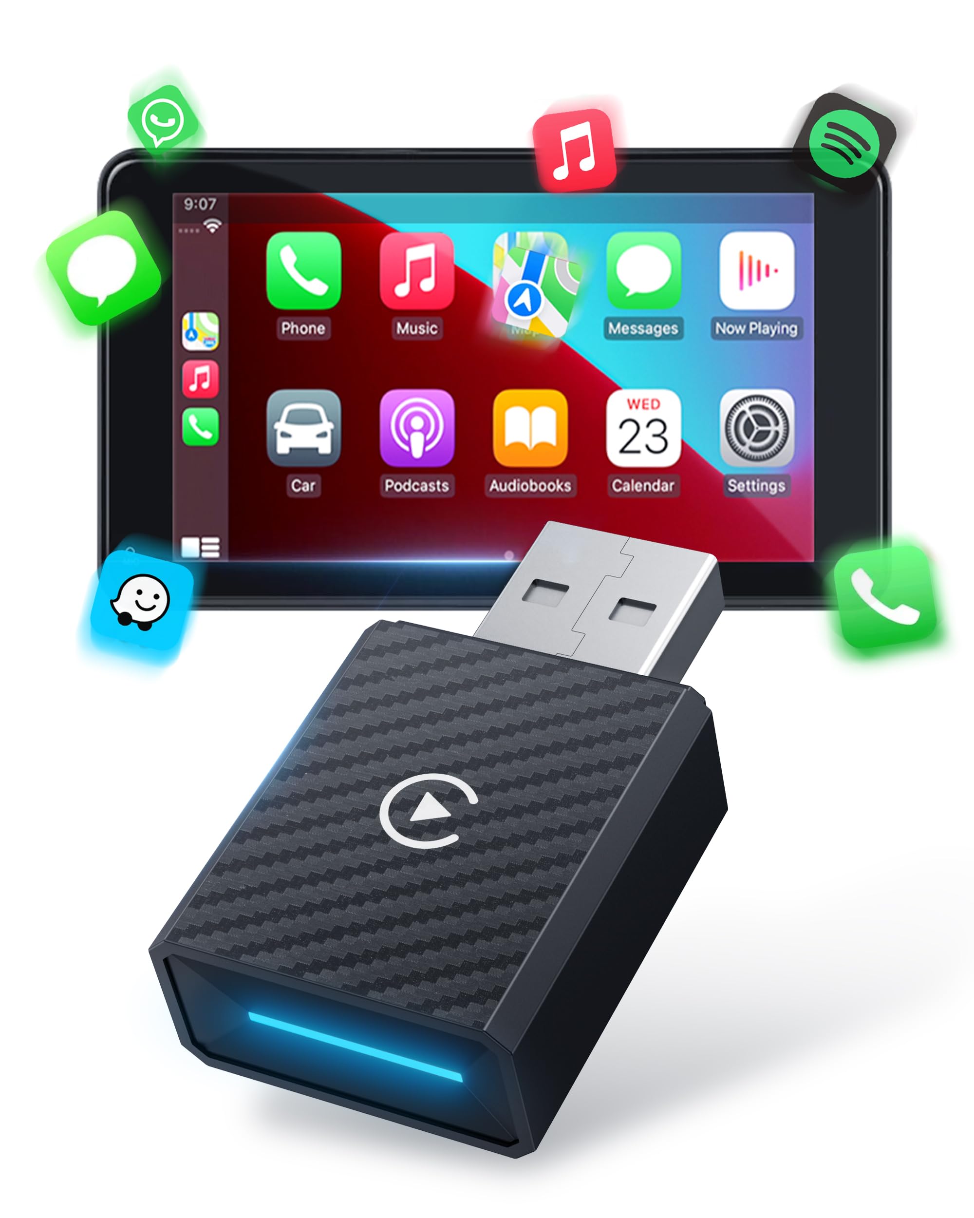 CarPlay und Android Auto Wireless Adapter 2 In 1, V5.4 Bluetooth Stabile Verbindung, Dualband WiFi 6 Schnelle Datenübertragung, USB C/A, für Apple iPhone iOS 10+, Smartphone Android 11+